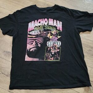 Macho Man Randy Savage American Classics Black Retro T-Shirt Mens XL WWE WWF
